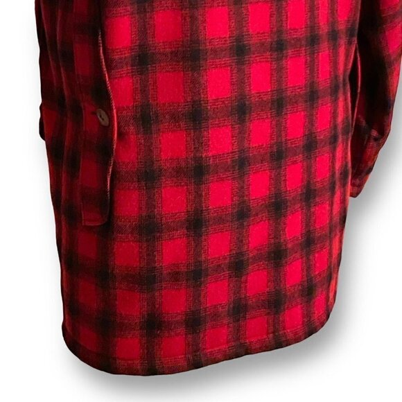 Woolrich Vintage 1960s Mens Mackinaw Hunting Jacket Sz 40 L Long Red Plaid Wool - Picture 7 of 9